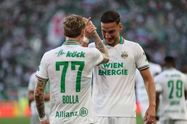 26.August.2026 - SOCCER - 2026 27 UEFA Conference League Play-offs, 2nd Leg, SK Rapid Wien vs Heart of Midlothian FC Ercan Kara (Rapid Wien) celebrates his team s first goal VIENNA VIENNA, AUSTRIA Allianz Stadion SK Rapid Wien Allianz Stadion AUSTRIA Copyright: xYigitxOermex xPsxImagesxYigitxOermex xPsxImagesx