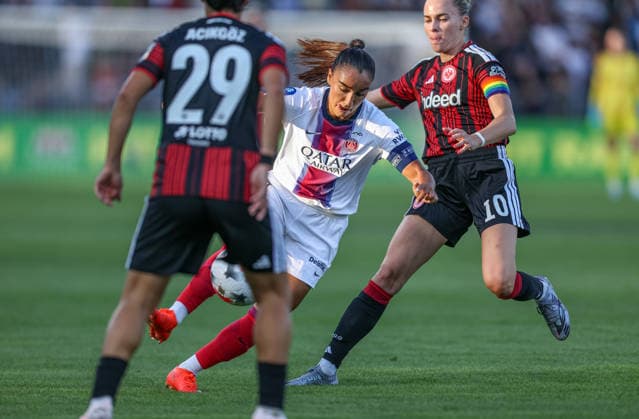 iGER, Frankfurt, Eintracht Frankfurt vs. Paris Saint-Germain, UEFA Women s Champions League, soccer, UEFA, 2026–2027 season, Stadion am Brentanobad, 3rd Qualifying Round, First Leg: Sakina Karchaoui of Paris Saint-Germain Women in the photo. DFB and DFL regulations prohibit any use of photographs as image sequences and or quasi-video, August 26, 2026 Copyright: HMBxMedia HendrikxHamelau