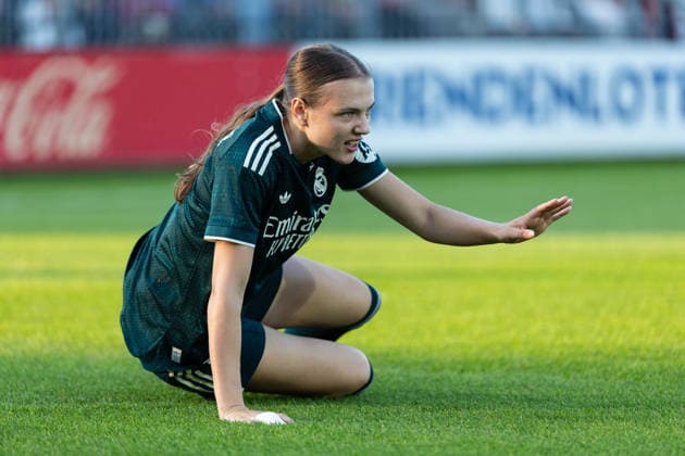 UEFA Women s Champions League: Ajax Vrouwen v Real Madrid Women AMSTERDAM, NETHERLANDS - AUGUST 26: Lotte Keukelaar of Real Madrid during the UEFA Women s Champions League match between Ajax Vrouwen and Real Madrid Women at Sportpark De Toekomst on August 26, 2026 in Amsterdam, Netherlands. Amsterdam Sportpark De Toekomst Netherlands Content not available for redistribution in The Netherlands directly or indirectly through any third parties. Copyright: xMarcelxvanxPlateringenx