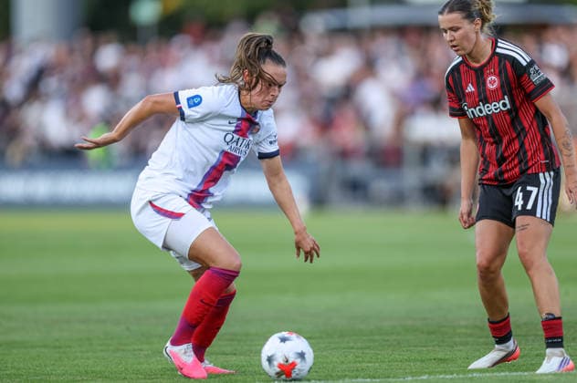 GER, Frankfurt, Eintracht Frankfurt vs. Paris Saint-Germain, UEFA Women s Champions League, Soccer, UEFA, 2026–2027 Season, Stadion am Brentanobad, 3rd Qualifying Round, First Leg: Photo by Romee Leuchter, Paris Saint-Germain Women 17. DFB and DFL regulations prohibit any use of photographs as image sequences and or quasi-video. August 26, 2026 Copyright: HMBxMedia HendrikxHamelau