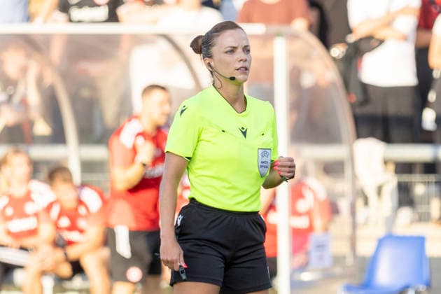 UWCL Qualifying Match: Eintracht Frankfurt vs. Paris Saint-Germain, August 26, 2026; Marta Huerta De Aza, Referee; Close-up, Portrait; Eintracht Frankfurt vs. Paris Saint-Germain; Frankfurt; Brentanobad Stadium; August 26, 2026 Copyright: xBEAUTIFULxSPORTS Gawlikx