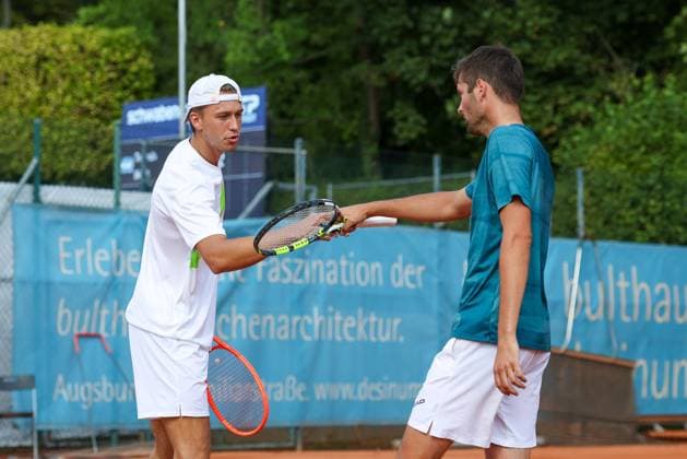 Pictured: Tom Bittner (GER) and Noah Thurner (GER), Alec Beckley (ZAF) and Vasilios Caripi (ZAF) vs. Tom Bittner (GER) and Noah Thurner (GER), ATP Challenger Schwaben Open, Men s, Doubles, Tennis, Round of 16, August 26, 2026, Augsburg, Bavaria, Germany Copyright: xkolbert-press ChristianxKolbertx