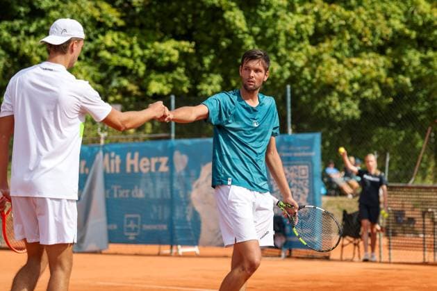 Pictured: Tom Bittner (GER) and Noah Thurner (GER); Alec Beckley (ZAF) and Vasilios Caripi (ZAF) vs. Tom Bittner (GER) and Noah Thurner (GER), ATP Challenger Schwaben Open, Men s, Doubles, Tennis, Round of 16, August 26, 2026, Augsburg, Bavaria, Germany Copyright: xkolbert-press ChristianxKolbertx