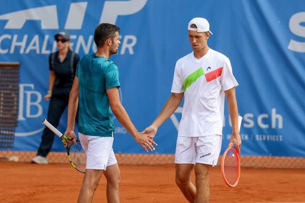 Pictured: Noah Thurner (GER), Tom Bittner (GER), Alec Beckley (ZAF), Vasilios Caripi (ZAF) vs. Tom Bittner (GER), Noah Thurner (GER), ATP Challenger Schwaben Open, Men s, Doubles, Tennis, Round of 16, August 26, 2026, Augsburg, Bavaria, Germany Copyright: xkolbert-press ChristianxKolbertx