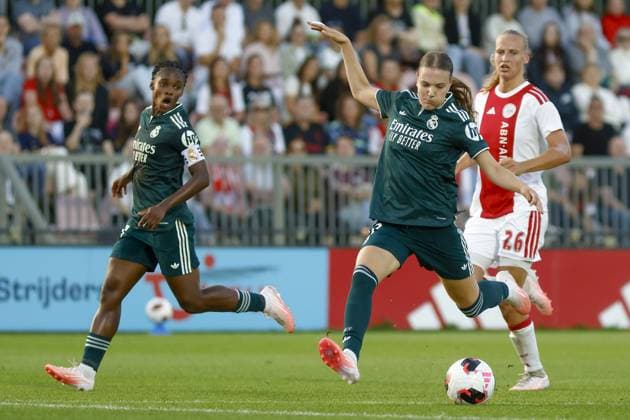AMSTERDAM , 26-08-2026, Sportcomplex De Toekomst , Champions League Women , football , Third qualifying round 1st leg season 2026 2027 , match between Ajax and Real Madrid (women) , picture shows Real Madrid player Lotte Keukelaar Ajax - Real Madrid (women)  x206068555x Copyright: