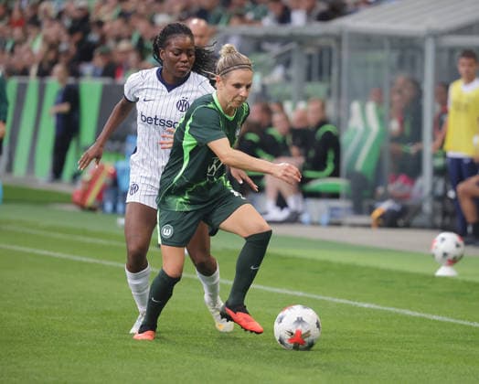 Toni Payne, Inter Milan; Svenja Huth, VfL Wolfsburg; Soccer, Women s, 2026–2027 Season; Women s Champions League Qualifying Round 3, VfL Wolfsburg vs. Inter Milan, 2–0