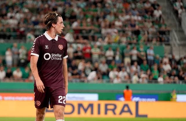 Tomas Bent Magnusson of Heart of Midlothian during a UEFA Conference League Play-Off Second Leg match between SK Rapid and Hearts at Weststadion on August 26, 2026 in Vienna, Austria. Rapid Vienna v Heart of Midlothian, UEFA Conference League, Play-Off Round, Second Leg, Football, Allianz Stadion, Vienna, Austria - 26 Aug 2026Vienna Allianz Stadion Austria  Copyright: xChristianxHofer Shutterstockx 17115048er