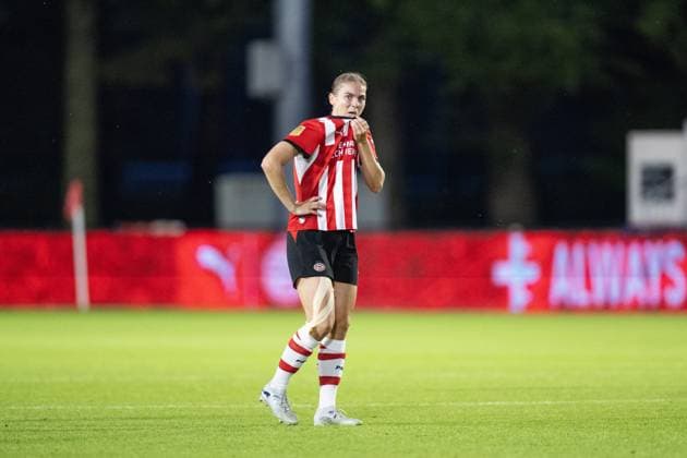 EINDHOVEN , 26-08-2026 , de Herdgang Stadium , Champions League women , knockout phase match 1 of 2 , season 2026 2027 , PSV - HB Koge , picture shows PSV women player Gwyneth Hendriks after the match PSV - HB Koge (women)(0-1) PSV - HB Koge (women)  x206069263x Copyright: