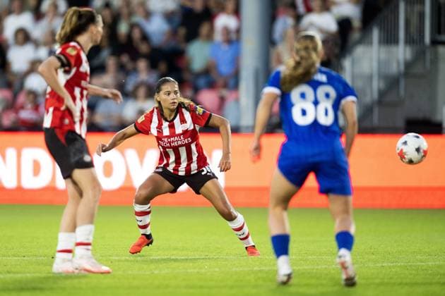EINDHOVEN , 26-08-2026 , de Herdgang Stadium , Champions League women , knockout phase match 1 of 2 , season 2026 2027 , PSV - HB Koge , picture shows PSV women player Rosalie Renfurm PSV - HB Koge (women)  x206069835x Copyright: