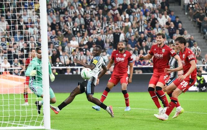 Bazoumana Toure of Newcastle United scores their first goal Newcastle United v West Bromwich Albion, EFL Carabao Cup, Second Round, Football, St James Park, Newcastle, UK - 26 Aug 2026Newcastle St James Park United Kingdom EDITORIAL USE ONLY No use with unauthorised audio, video, data, fixture lists, club league logos or live services. Online in-match use limited to 120 images, no video emulation. No use in betting, games or single club league player publications.  Copyright: xRichardxLee Shutterstockx 17115059al