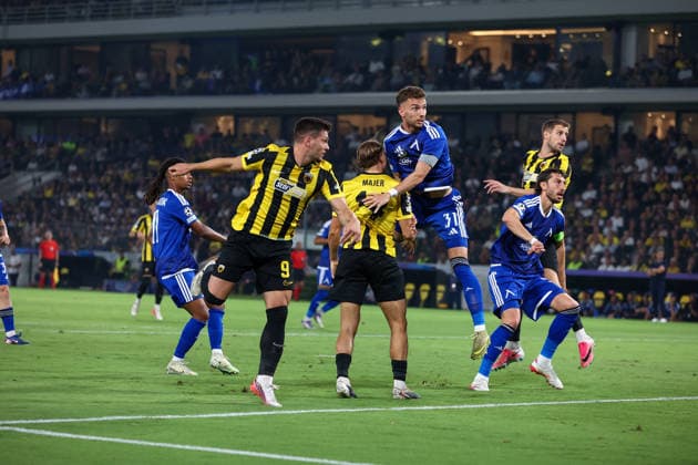 AEK Athens v PFC Levski Sofia UEFA Champions League Luka Jovic of AEK Athens heads the ball to score AEK s first goal during the UEFA Champions League Play-Off Second Leg match at AEK Arena, Athens 26 08 2026 UK Newspapers OUT Copyright: xYannisxHalasx FIL-23829-0034