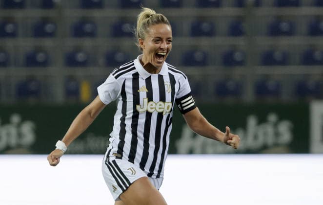 SOCCER - WCL, St.Poelten vs Juventus SANKT POELTEN,AUSTRIA,26.AUG.26 - SOCCER - UEFA Women s Champions League, qualification, SKN Sankt Poelten vs Juventus Turin. Image shows the rejoicing of Martina Rosucci (Juventus).  GEPAxpictures xWalterxLuger
