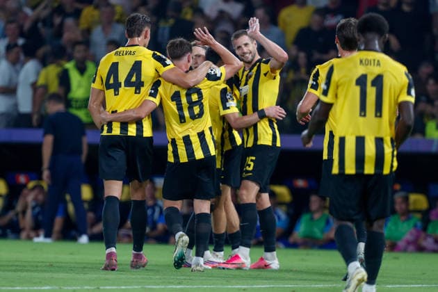AEK Athens v PFC Levski Sofia UEFA Champions League Barnabás Varga of AEK Athens celebrates his second goal of the match during the UEFA Champions League Play-Off Second Leg match at AEK Arena, Athens 26 08 2026 UK Newspapers OUT Copyright: xYannisxHalasx FIL-23829-0056