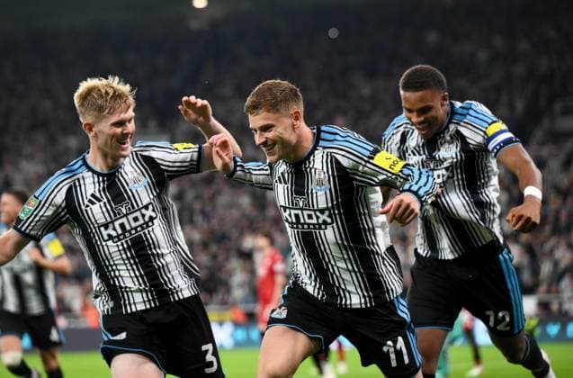 Harvey Barnes of Newcastle United scores their second goal Newcastle United v West Bromwich Albion, EFL Carabao Cup, Second Round, Football, St James Park, Newcastle, UK - 26 Aug 2026Newcastle St James Park United Kingdom EDITORIAL USE ONLY No use with unauthorised audio, video, data, fixture lists, club league logos or live services. Online in-match use limited to 120 images, no video emulation. No use in betting, games or single club league player publications.  Copyright: xRichardxLee Shutterstockx 17115059aw