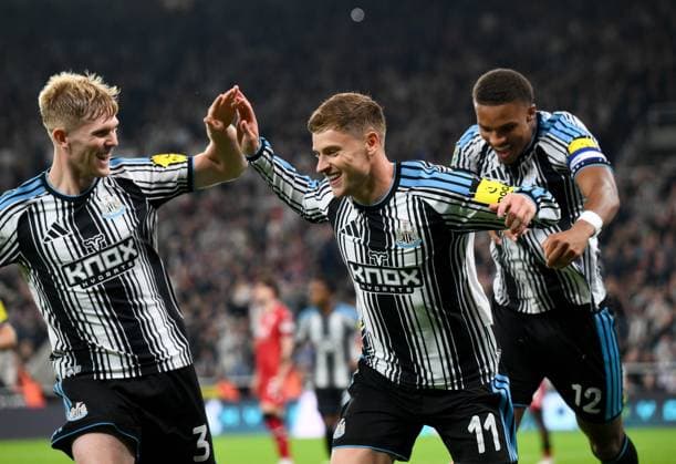 Harvey Barnes of Newcastle United scores their second goal Newcastle United v West Bromwich Albion, EFL Carabao Cup, Second Round, Football, St James Park, Newcastle, UK - 26 Aug 2026Newcastle St James Park United Kingdom EDITORIAL USE ONLY No use with unauthorised audio, video, data, fixture lists, club league logos or live services. Online in-match use limited to 120 images, no video emulation. No use in betting, games or single club league player publications.  Copyright: xRichardxLee Shutterstockx 17115059av