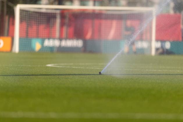 UEFA Women s Champions League: Ajax Vrouwen v Real Madrid Women AMSTERDAM, NETHERLANDS - AUGUST 26: Sprinkler at Sportpark De Toekomst during the UEFA Women s Champions League match between Ajax Vrouwen and Real Madrid Women at Sportpark De Toekomst on August 26, 2026 in Amsterdam, Netherlands. Amsterdam Sportpark De Toekomst Netherlands Content not available for redistribution in The Netherlands directly or indirectly through any third parties. Copyright: xMarcelxvanxPlateringenx