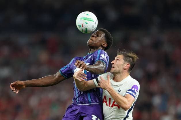Micah Mbick of Charlton Athletic and Ben Davies of Tottenham Hotspur battle for possession of the ball Tottenham Hotspur v Charlton Athletic, EFL Carabao Cup, Second Round, Football, Tottenham Hotspur Stadium, London, UK, 26 08 2026, England - 26 Aug 2026London Tottenham Hotspur Stadium England United Kingdom EDITORIAL USE ONLY No use with unauthorised audio, video, data, fixture lists, club league logos or live services. Online in-match use limited to 120 images, no video emulation. No use in betting, games or single club league player publications.  Copyright: xHanc WiredxPhotos Shutterstockx 17118212q