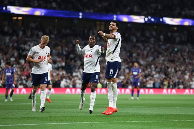 Tottenham Hotspur v Charlton Athletic, Carabao Cup GOAL 2-0 Dominic Solanke of Tottenham Hotspur scores and celebrates during the Tottenham Hotspur v Charlton Athletic Carabao Cup 2nd Round match at the Tottenham Hotspur Stadium, London, England on 26 August 2026 Credit: Ian Stephen Every Second Media Editorial use only. All images are copyright Every Second Media Limited. No images may be reproduced without prior permission. All rights reserved. Premier League and Football League images are subject to licensing agreements with Football DataCo Limited. see https: www.football-dataco.com Copyright: xIMAGO EveryxSecondxMediax ESM-2118-0007 IanxStephenx xEveryxSecondxMediax