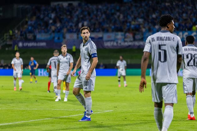 Andraz Sporar of SK Slovan Bratislava seen during UEFA Champions league second leg play-off game between teams of SK Slovan Bratislava and Celje (Dominika Kortvelyesiova Ball Raw Images) Celje Stadion Celje Slovenia Copyright: xDominikaxKortvelyesiovax DKOR3695