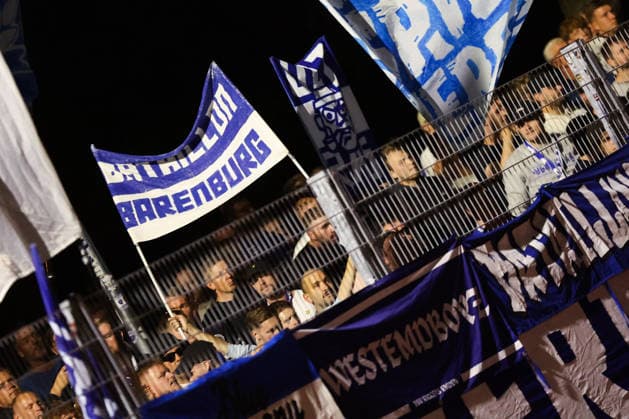 August 26, 2026, Soccer, Men s, Regionalliga Nord, Matchday 5, SV Atlas Delmenhorst vs. BSV Kickers Emden, Emden fans in the fan section