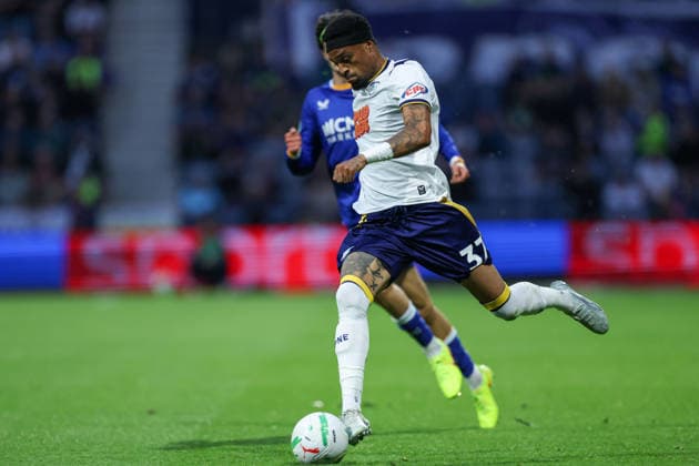 26th August 2026; Deepdale, Preston, England; Carabao Cup Football, Preston North End versus Everton; Delano Burgzorg of Preston North End runs with the ball AidanxHunter