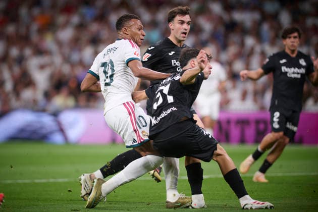 REAL MADRID CF v REAL SOCIEDAD. LA LIGA 2026 2027. ROUND 1. Real Madrid CF™s Kylian Mbappe scores a goal during La Liga match. August 26 ,2026. (ALTERPHOTOS Ropero) MadridSpain  Copyright: xRoperox
