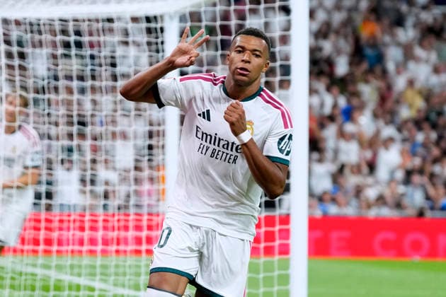 ESP: Real Madrid - Real Sociedad. La Liga EA Sports. Matchday 1. Kylian Mbappe of Real Madrid CF celebrates after scoring the 4-1 during the La Liga EA Sports match between Real Madrid and Real Sociedad played at Santiago Bernabeu Stadium on 26 Aug 2026 in Madrid, Spain. kpng Copyright: xCesarxCebollax xPRESSINPHOTOx PS_2627_RMA_RSO_102