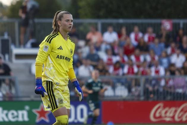 AMSTERDAM , 26-08-2026, Sportcomplex De Toekomst , Champions League Women , football , Third qualifying round 1st leg season 2026 2027 , match between Ajax and Real Madrid (women) , picture shows Ajax goalkeeper Femke Liefting Ajax - Real Madrid (women)  x206072884x Copyright: