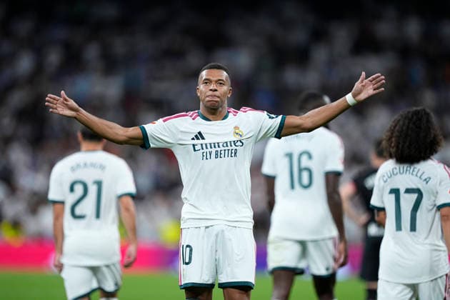 August 26, 2026, Madrid, Madrid, Spain: Kylian Mbappe of Real Madrid CF celebrates after scoring his team s fourth goal during the Spanish League, LaLiga EA Sports, football match played between Real Madrid and Real Sociedad at Bernabeu stadium on August 26, 2026, in Madrid, Spain. Real Madrid V Real Sociedad - LaLiga EA Sports  - ZUMAa181 20260826_zaa_a181_224 Copyright: xOscarxJ.xBarrosox