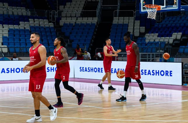 Qatar V China- FIBA Basketball World Cup 2027 Qualifiers Players of Team Qatar attend a training session ahead of the FIBA Basketball World Cup 2027 Asian Qualifiers match against China on August 26, 2026, in Al Wakrah, Qatar. The match is part of the fourth window of the Asian Qualifiers for the FIBA Basketball World Cup 2027. Qatar and China are in Group F. DOHA Qatar Copyright: xNOUSHADx