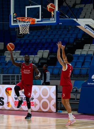 Qatar V China- FIBA Basketball World Cup 2027 Qualifiers Players of Team Qatar attend a training session ahead of the FIBA Basketball World Cup 2027 Asian Qualifiers match against China on August 26, 2026, in Al Wakrah, Qatar. The match is part of the fourth window of the Asian Qualifiers for the FIBA Basketball World Cup 2027. Qatar and China are in Group F. DOHA Qatar Copyright: xNOUSHADx