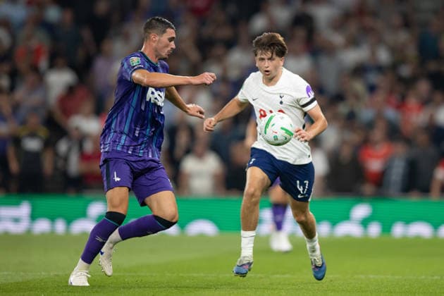 Tottenham Hotspur v Charlton Athletic, EFL Carabao Cup, Second Round, Football, Tottenham Hotspur Stadium, London, UK - 26 Aug 2026 Mikey Moore of Tottenham Hotspur in action London Tottenham Hotspur Stadium Tottenham GBR, UK NEWSPAPERS OUT Copyright: xEllixBirchx