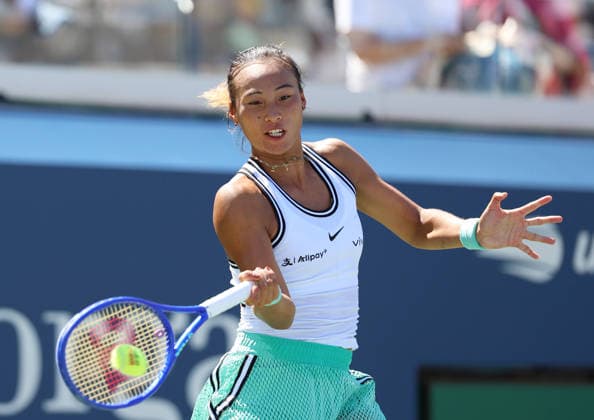 August 26, 2026, New York City, New York, USA: QINWEN ZHENG of China during the match against C, Burel of France in the second round womenÃ¢â‚¬â ¢s qualifying singles of US Open. New York, USA. Zheng 6:1, 7:5. Tennis: US Open - Qinwen Zheng 6:1, 7:5  - ZUMAc278 20260826_zsp_c278_014 Copyright: xMarcinxCholewinskix