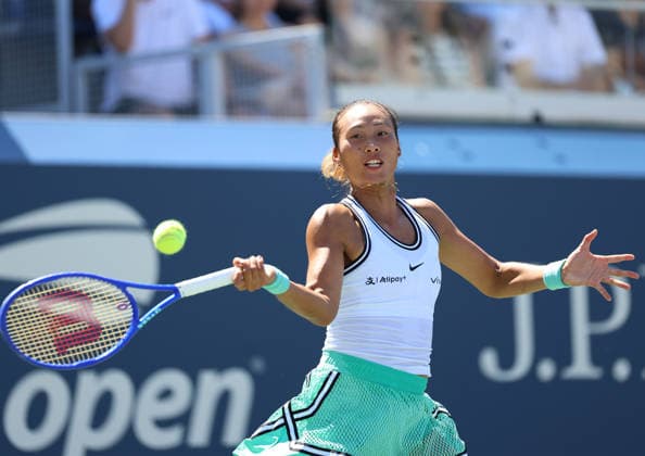 August 26, 2026, New York City, New York, USA: QINWEN ZHENG of China during the match against C, Burel of France in the second round womenÃ¢â‚¬â ¢s qualifying singles of US Open. New York, USA. Zheng 6:1, 7:5. Tennis: US Open - Qinwen Zheng 6:1, 7:5  - ZUMAc278 20260826_zsp_c278_017 Copyright: xMarcinxCholewinskix
