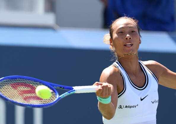 August 26, 2026, New York City, New York, USA: QINWEN ZHENG of China during the match against C, Burel of France in the second round womenÃ¢â‚¬â ¢s qualifying singles of US Open. New York, USA. Zheng 6:1, 7:5. Tennis: US Open - Qinwen Zheng 6:1, 7:5  - ZUMAc278 20260826_zsp_c278_020 Copyright: xMarcinxCholewinskix