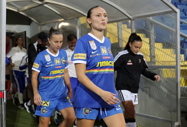 SOCCER - WCL, St.Poelten vs Juventus SANKT POELTEN,AUSTRIA,26.AUG.26 - SOCCER - UEFA Women s Champions League, qualification, SKN Sankt Poelten vs Juventus Turin. Image shows Fanny Vago and Alma Aagaard (St.Poelten).  GEPAxpictures xWalterxLuger