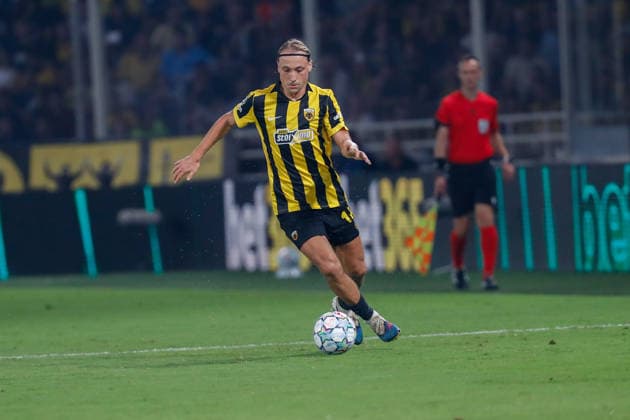 AEK Athens v PFC Levski Sofia UEFA Champions League Lovro Majer of AEK Athens during the UEFA Champions League Play-Off Second Leg match at AEK Arena, Athens 26 08 2026 UK Newspapers OUT Copyright: xYannisxHalasx FIL-23829-0104