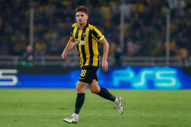AEK Athens v PFC Levski Sofia UEFA Champions League Razvan Marin of AEK Athens during the UEFA Champions League Play-Off Second Leg match at AEK Arena, Athens 26 08 2026 UK Newspapers OUT Copyright: xYannisxHalasx FIL-23829-0113