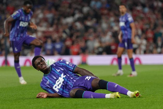 26th August 2026; Tottenham Hotspur Stadium, London, England; Carabao Cup Football, Tottenham Hotspur versus Charlton Athletic; Micah Mbick of Charlton Athletic lays on the floor injured TomxMajor