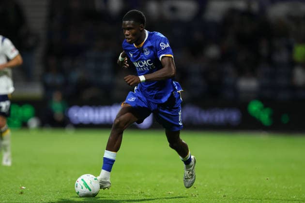 26th August 2026; Deepdale, Preston, England; Carabao Cup Football, Preston North End versus Everton; Thierno Barry of Everton runs with the ball AidanxHunter