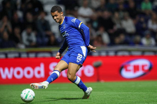 26th August 2026; Deepdale, Preston, England; Carabao Cup Football, Preston North End versus Everton; Brennan Johnson of Everton scores in the 72nd minute to make the score 0-4 AidanxHunter