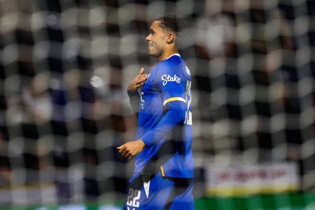 26th August 2026; Deepdale, Preston, England; Carabao Cup Football, Preston North End versus Everton; Brennan Johnson of Everton celebrates after scoring in the 72nd minute to make the score 0-4 AidanxHunter