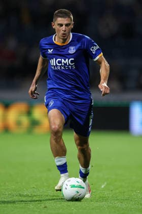 26th August 2026; Deepdale, Preston, England; Carabao Cup Football, Preston North End versus Everton; Vitaliy Mykolenko of Everton runs with the ball AidanxHunter