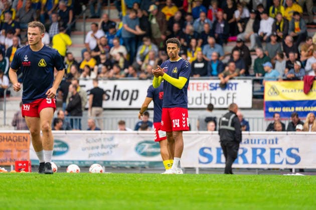 Lamine Diop, SV Atlas Delmenhorst, 14 applause, German soccer, Regionalliga Nord, 2026–27 season, Matchday 5, August 26, 2026, SV Atlas Delmenhorst vs. BSV Kickers Emden, Stadium on Düsternortstraße, Delmenhorst, Lower Saxony Copyright: xLeonxFrickx