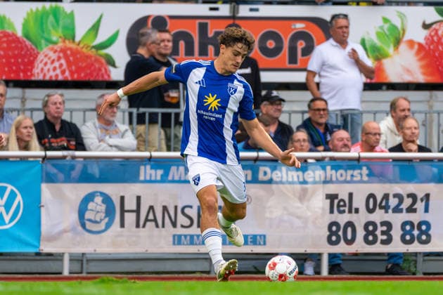 Ole Kühling, BSV Kickers Emden, 34, German soccer, Regionalliga Nord, 2026–27 season, Matchday 5, August 26, 2026, SV Atlas Delmenhorst vs. BSV Kickers Emden, Düsternortstraße Stadium, Delmenhorst, Lower Saxony Copyright: xLeonxFrickx
