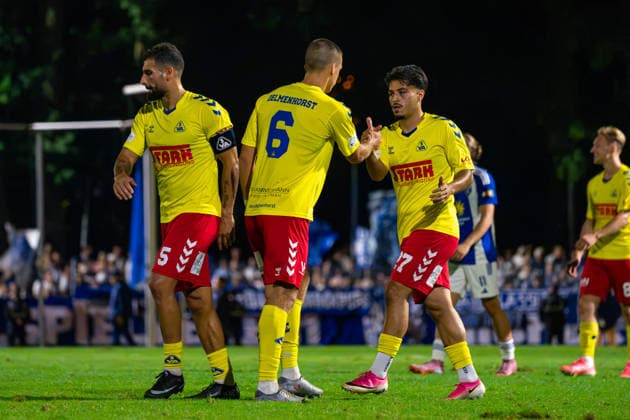 Ibrahim Temin, SV Atlas Delmenhorst, 5; Yehor Melenivskyi, SV Atlas Delmenhorst, 6; Yehya Alalami, SV Atlas Delmenhorst, 27, German Soccer, Regionalliga Nord, 2026–27 Season, Matchday 5, August 26, 2026, SV Atlas Delmenhorst vs. BSV Kickers Emden, Stadion an der Düsternortstraße, Delmenhorst, Lower Saxony Copyright: xLeonxFrickx