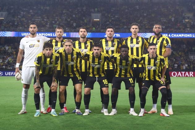 UEFA Champions League - AEK Athens FC vs PFC Levski Sofia - Players of AEK Athens FC react during the UEFA Champions League Play-Offs 2nd leg soccer match between AEK Athens FC and PFC Levski Sofia in AEK Arena, Athens, Greece, on 27 August 2026. IMAGO ONE INCH PRODUCTIONS ATHENS GREECE Copyright: xONExINCHxPRODUCTIONSx 7065483