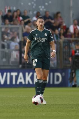 AMSTERDAM , 26-08-2026, Sportcomplex De Toekomst , Champions League Women , football , Third qualifying round 1st leg season 2026 2027 , match between Ajax and Real Madrid (women) , picture shows Real Madrid player Maria Mendez Ajax - Real Madrid (women)  x206075758x Copyright: