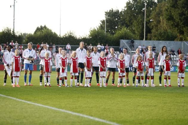 AMSTERDAM , 26-08-2026, Sportcomplex De Toekomst , Champions League Women , football , Third qualifying round 1st leg season 2026 2027 , match between Ajax and Real Madrid (women) , picture shows line up Real Madrid Ajax - Real Madrid (women)  x206075763x Copyright:
