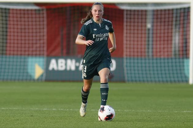 AMSTERDAM , 26-08-2026, Sportcomplex De Toekomst , Champions League Women , football , Third qualifying round 1st leg season 2026 2027 , match between Ajax and Real Madrid (women) , picture shows Real Madrid player Janou Levels Ajax - Real Madrid (women)  x206075771x Copyright: